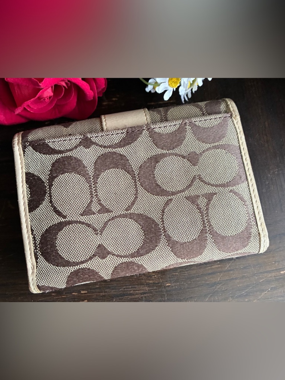 Coach Brown/Tan Signature Canvas Bifold Wallet - Picture 4 of 10